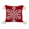 Glitzhome® 18" Knitted Snowflake Red Pillow Cover with Tassels